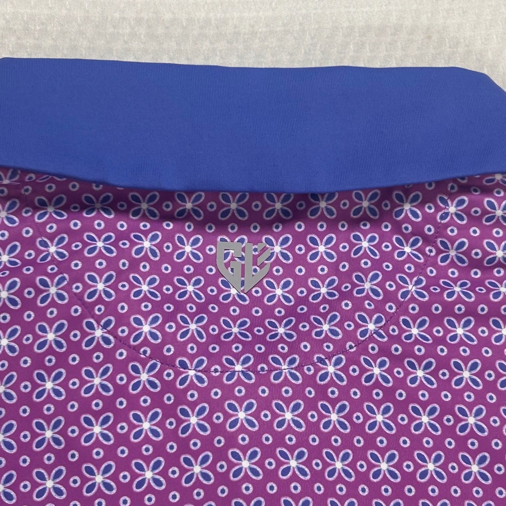 Graham Luxe Leighton Mens XXL Golf Polo Shirt Purple Floral Stretch GL13725 - Picture 7 of 8
